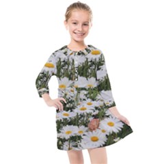 Champs De Marguerites Kids  Quarter Sleeve Shirt Dress by kcreatif