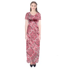 Fancy Ornament Pattern Design Short Sleeve Maxi Dress