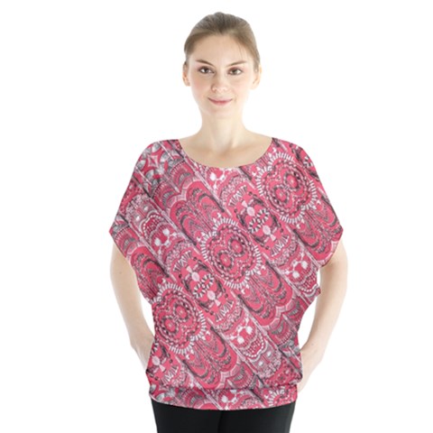 Fancy Ornament Pattern Design Batwing Chiffon Blouse by dflcprintsclothing