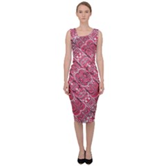 Fancy Ornament Pattern Design Sleeveless Pencil Dress