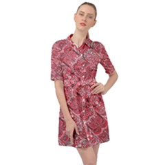 Fancy Ornament Pattern Design Belted Shirt Dress by dflcprintsclothing