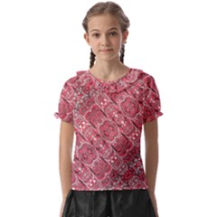 Fancy Ornament Pattern Design Kids  Frill Chiffon Blouse