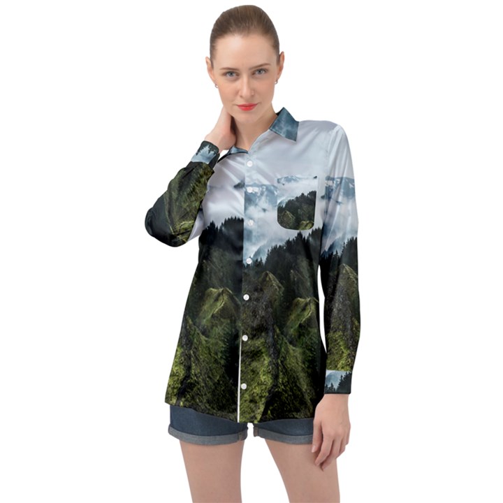 Green mountain Long Sleeve Satin Shirt