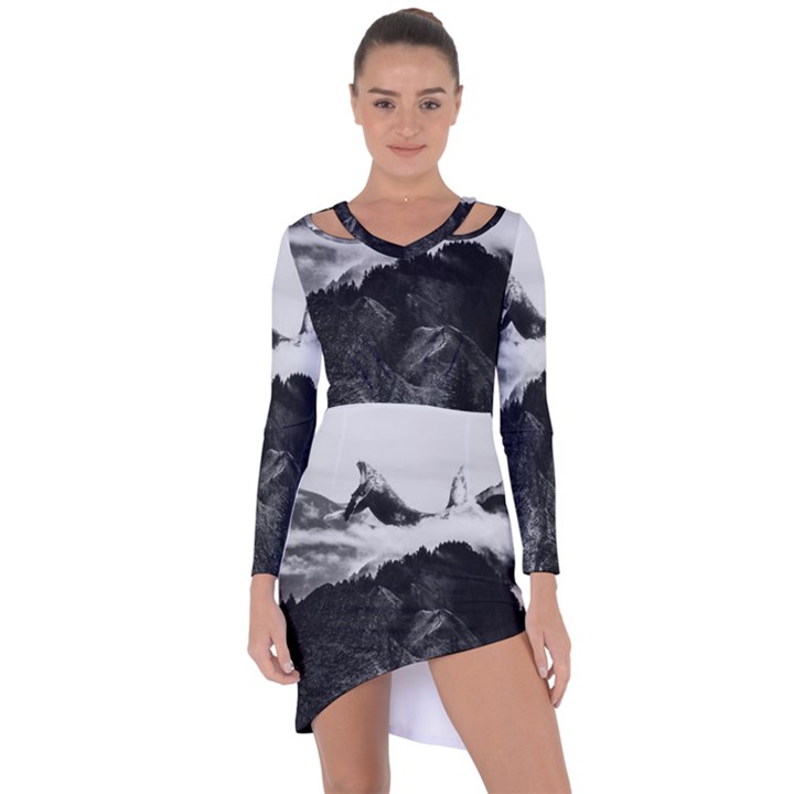 Whales dream Asymmetric Cut-Out Shift Dress