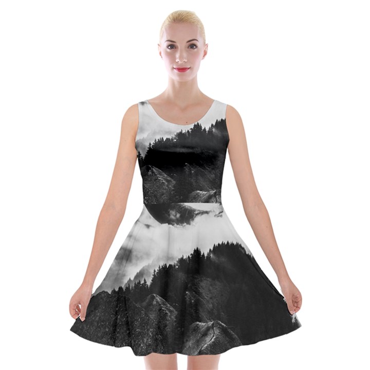 Whales dream Velvet Skater Dress