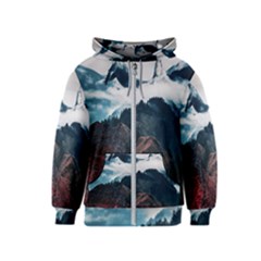 Blue Whale In The Clouds Kids  Zipper Hoodie by goljakoff