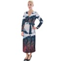 Blue whale in the clouds Velvet Maxi Wrap Dress View1