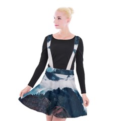 Blue Whale In The Clouds Suspender Skater Skirt by goljakoff