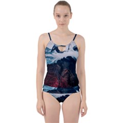 Blue Whale In The Clouds Cut Out Top Tankini Set by goljakoff