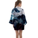 Blue whale in the clouds Long Sleeve Satin Kimono View2