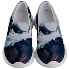 Blue Whale In The Clouds Kids Lightweight Slip Ons by goljakoff