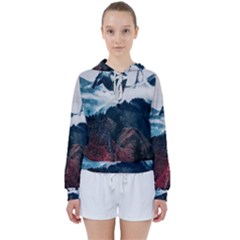 Blue Whale In The Clouds Women s Tie Up Sweat by goljakoff