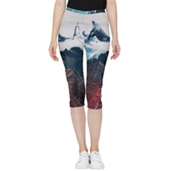 Blue Whale In The Clouds Inside Out Lightweight Velour Capri Leggings  by goljakoff