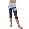 Blue whale in the clouds Kids  Lightweight Velour Capri Leggings  View1