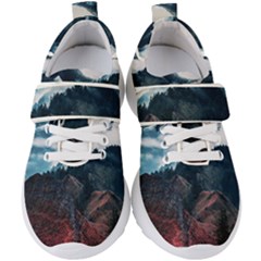 Blue Whale In The Clouds Kids  Velcro Strap Shoes by goljakoff