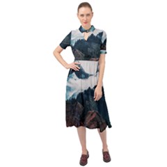 Blue Whale In The Clouds Keyhole Neckline Chiffon Dress by goljakoff