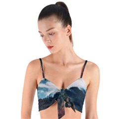 Blue Whale In The Clouds Woven Tie Front Bralet by goljakoff