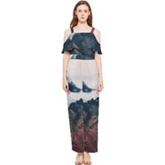 Blue Whale In The Clouds Draped Sleeveless Chiffon Jumpsuit by goljakoff