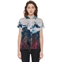 Blue Whale In The Clouds Short Sleeve Pocket Shirt by goljakoff