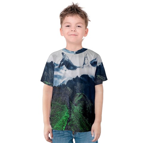 Whales Peak Kids  Cotton Tee by goljakoff