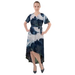 Whales Peak Front Wrap High Low Dress by goljakoff