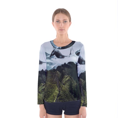 Whale Lands Women s Long Sleeve Tee by goljakoff