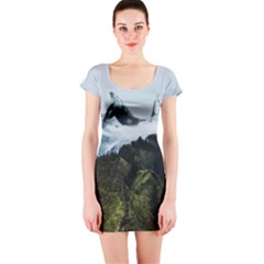 Whale Lands Short Sleeve Bodycon Dress by goljakoff