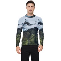 Whale Lands Men s Long Sleeve Rash Guard by goljakoff