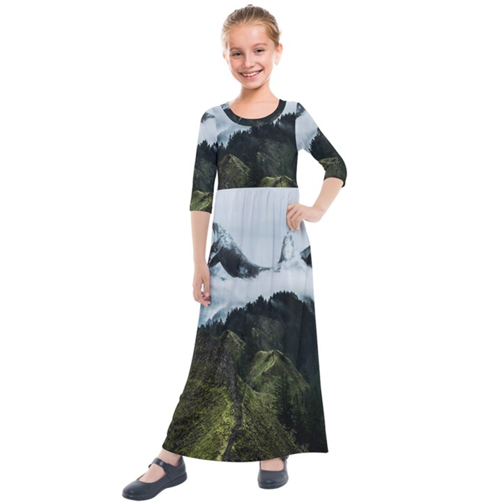 Whale lands Kids  Quarter Sleeve Maxi Dress