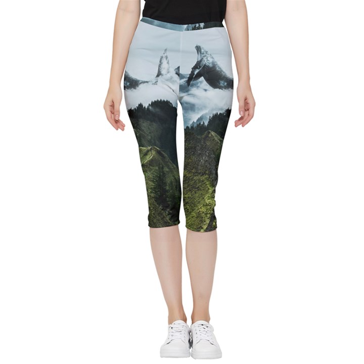 Whale lands Inside Out Lightweight Velour Capri Leggings 