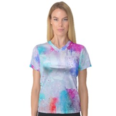 Rainbow Paint V-neck Sport Mesh Tee