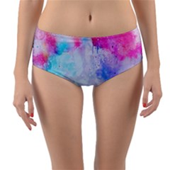 Rainbow Paint Reversible Mid-waist Bikini Bottoms by goljakoff