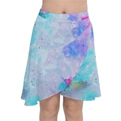 Rainbow Paint Chiffon Wrap Front Skirt by goljakoff