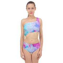 Rainbow Paint Spliced Up Two Piece Swimsuit by goljakoff