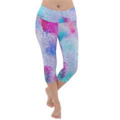 Rainbow Paint Lightweight Velour Capri Yoga Leggings by goljakoff