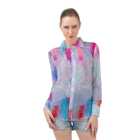 Rainbow Paint Long Sleeve Chiffon Shirt by goljakoff