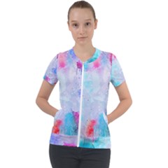 Rainbow Paint Short Sleeve Zip Up Jacket by goljakoff