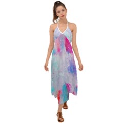 Rainbow Paint Halter Tie Back Dress  by goljakoff