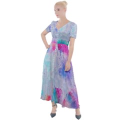 Rainbow Paint Button Up Short Sleeve Maxi Dress by goljakoff