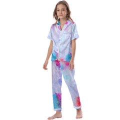 Rainbow Paint Kids  Satin Short Sleeve Pajamas Set by goljakoff