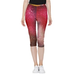 Red And Yellow Drops Inside Out Lightweight Velour Capri Leggings  by goljakoff