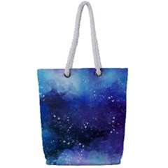 Blue Paint Full Print Rope Handle Tote (small)