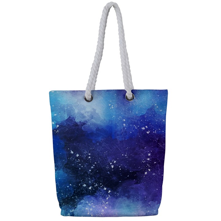 Blue paint Full Print Rope Handle Tote (Small)