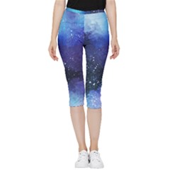 Blue Paint Inside Out Lightweight Velour Capri Leggings  by goljakoff