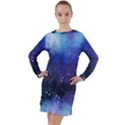 Blue paint Long Sleeve Hoodie Dress View1