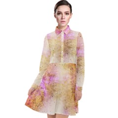 Golden Paint Long Sleeve Chiffon Shirt Dress