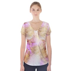 Golden Paint Short Sleeve Front Detail Top by goljakoff