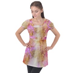 Golden Paint Puff Sleeve Tunic Top by goljakoff