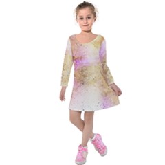 Golden Paint Kids  Long Sleeve Velvet Dress by goljakoff