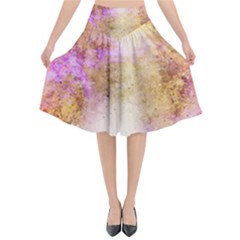 Golden Paint Flared Midi Skirt by goljakoff